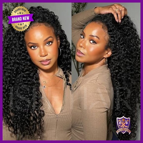 Burmese Curly Human Hair Lace Front Wig 18 Inch 180% Density Glueless main image 6